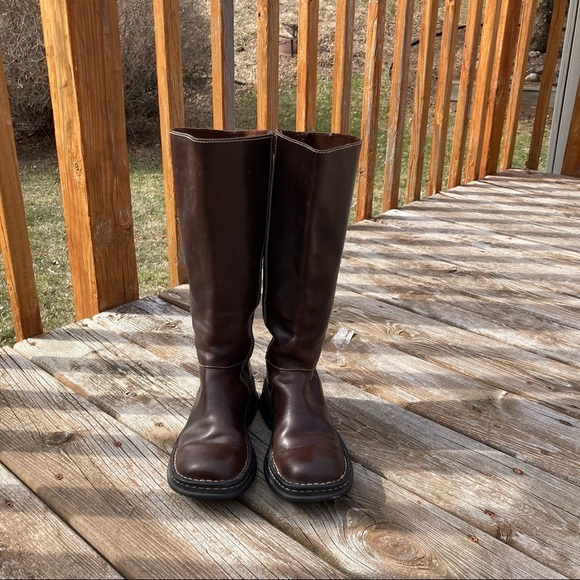 Born Shoes - Born Side Zipper Tall Brown Leather Boot